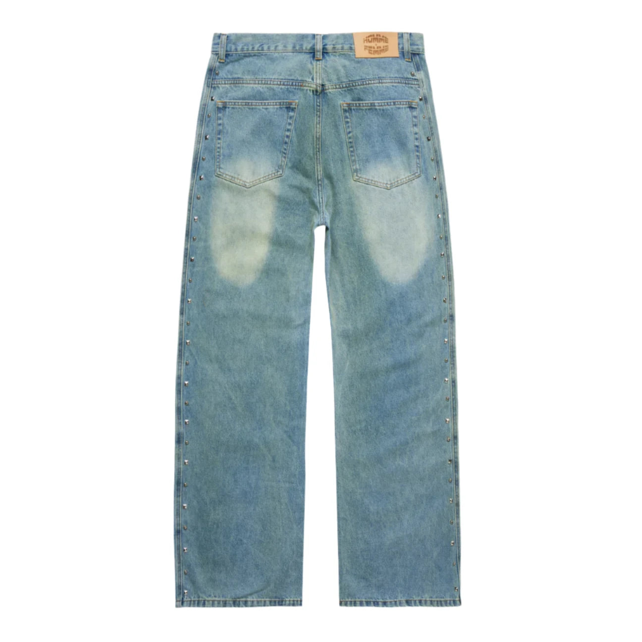 Homme Femme Studded Denim Jeans - Blue