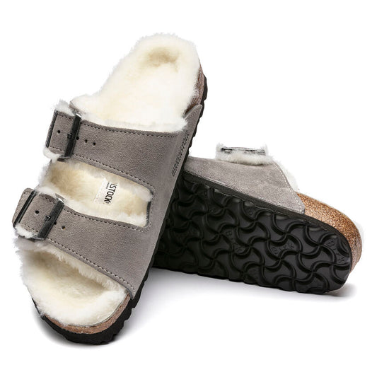 Women's Birkenstock Arizona Fur Sandal - Stone Coin