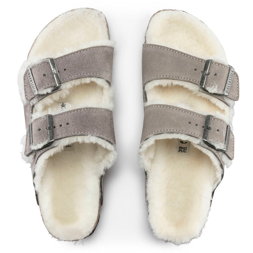 Women's Birkenstock Arizona Fur Sandal - Stone Coin