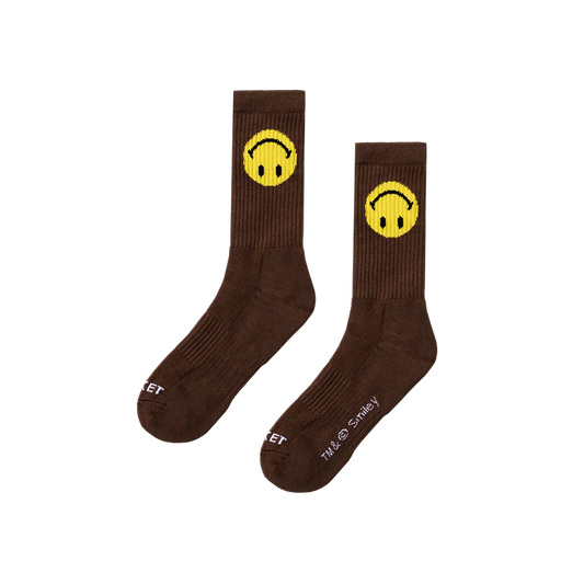 Market Smiley Upside Down Socks - Brown