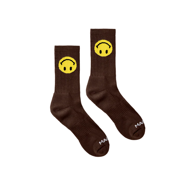 Market Smiley Upside Down Socks - Brown