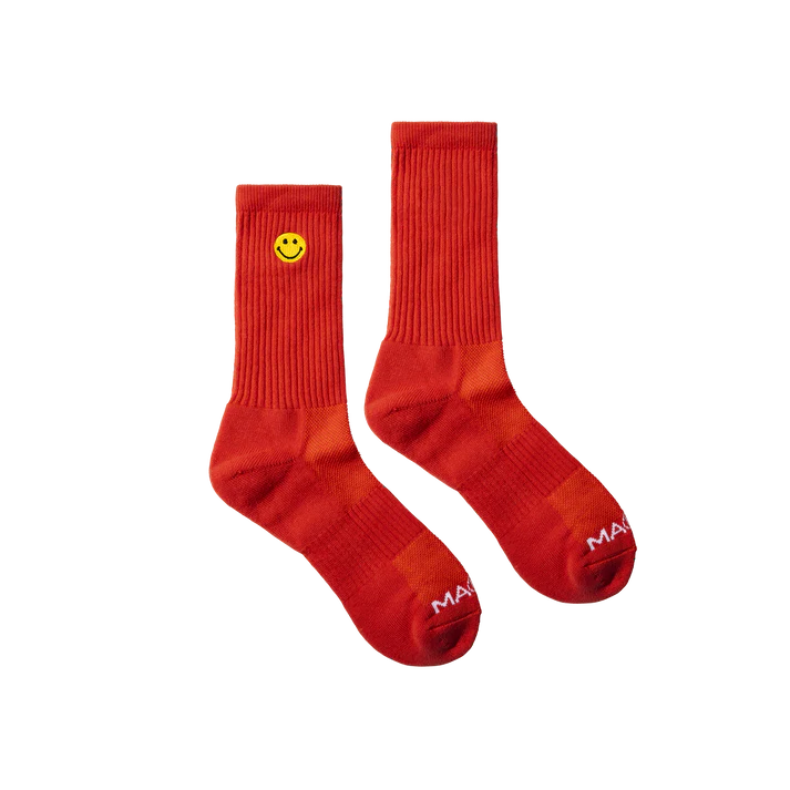 Market Smiley Small Patch Socks - Rush Orange