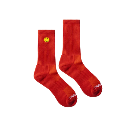 Market Smiley Small Patch Socks - Rush Orange