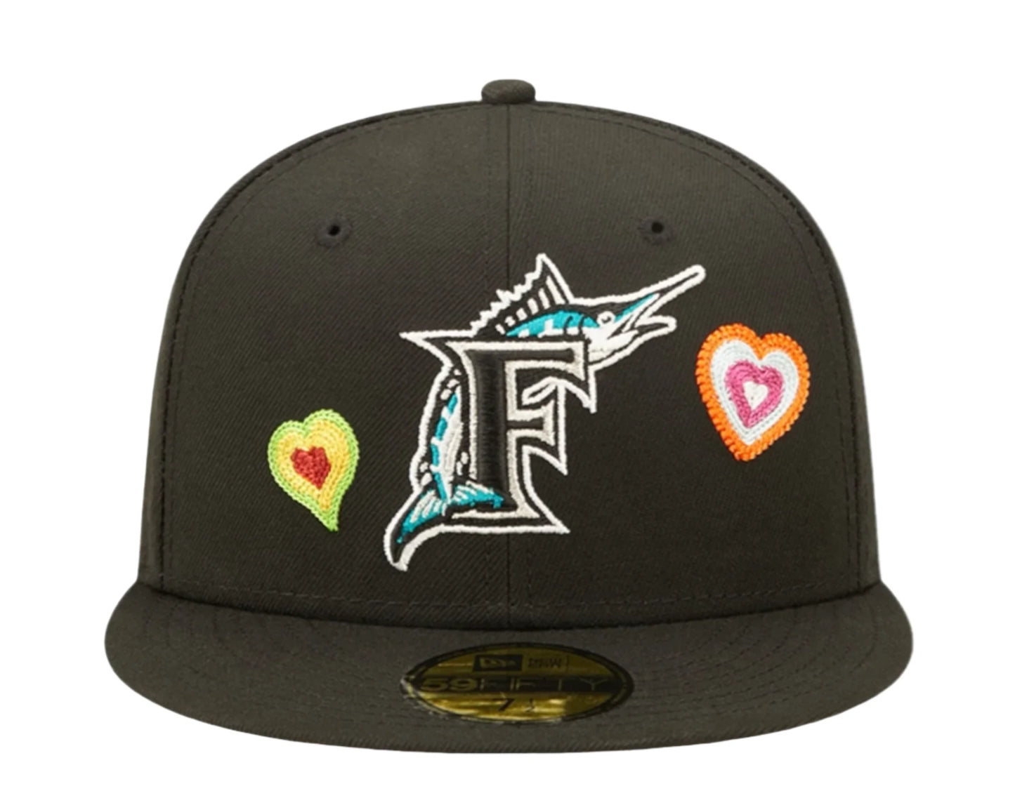 New Era 59Fifty Florida Marlins Chain Stitch Heart - "Black"