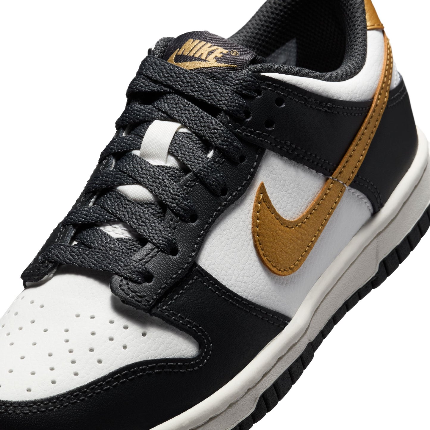 Big Kid's Nike Dunk Low - "Summit White/Metallic Gold"