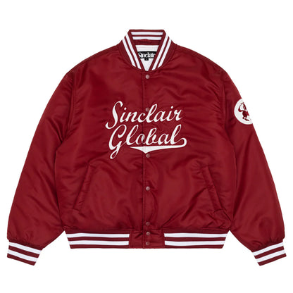 Sinclair Script Satin Jacket - "Maroon"