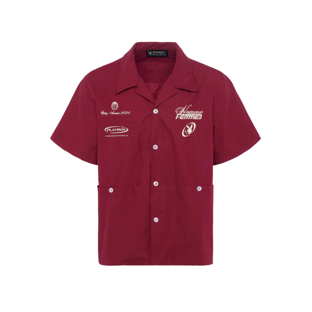 Homme Femme Playboy Button Up - Burgundy