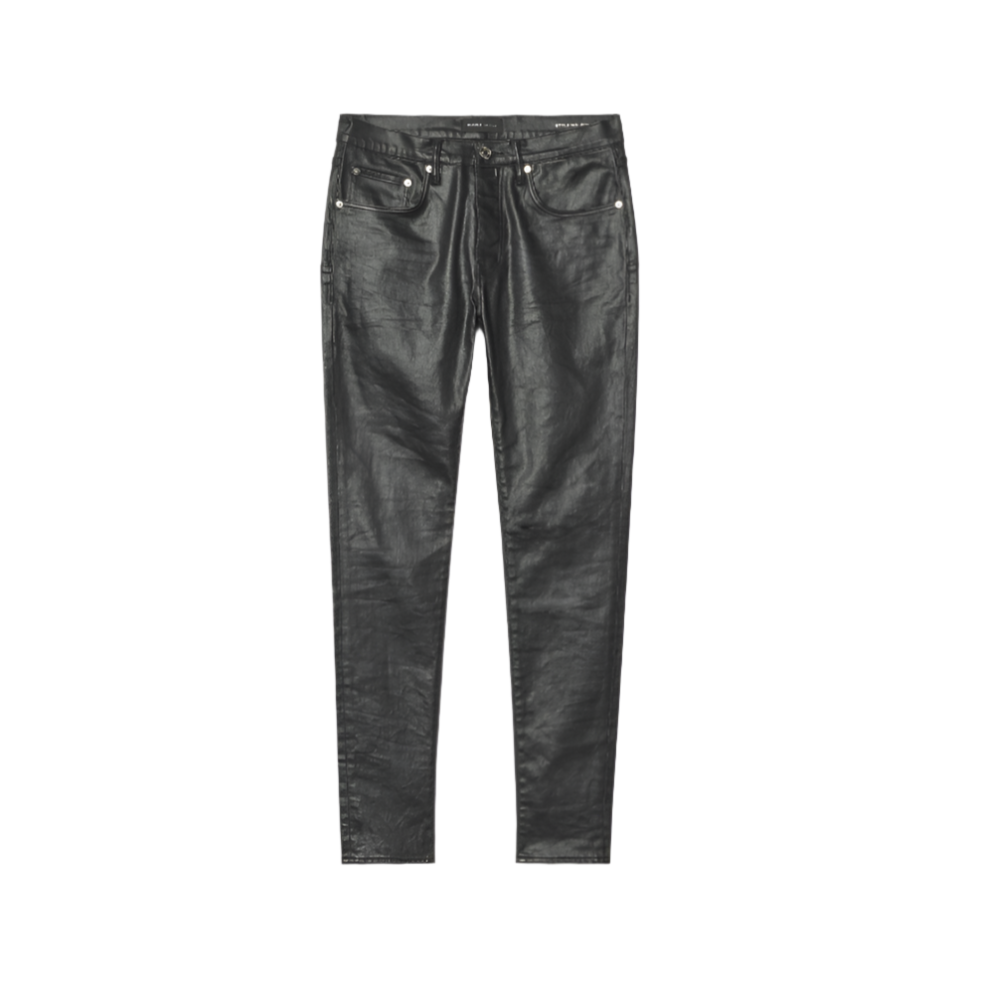 Purple P001 Patent Film Denim - Shiny Black