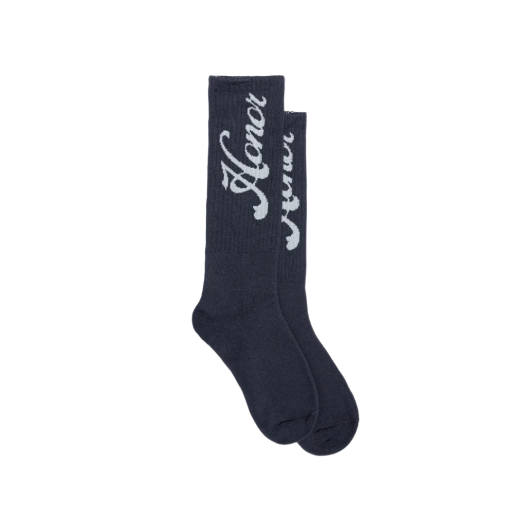 Honor The Gift Script Ribbed Sock - Black