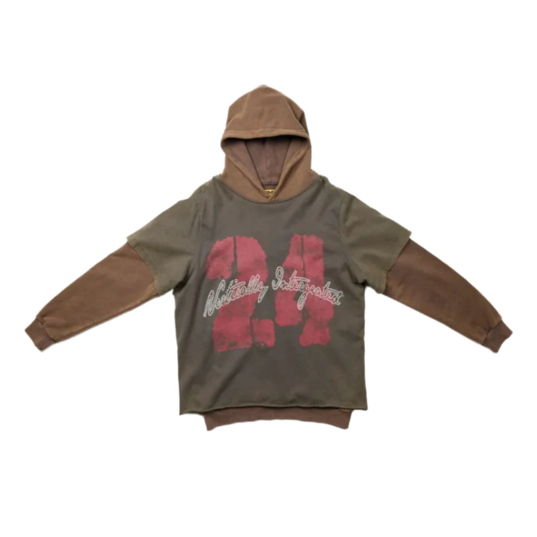 RVS Labs Burn Washed "Link" Hoodie - Brown