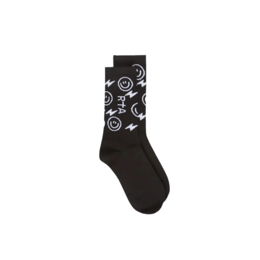 RtA Smiley Face Socks - Black