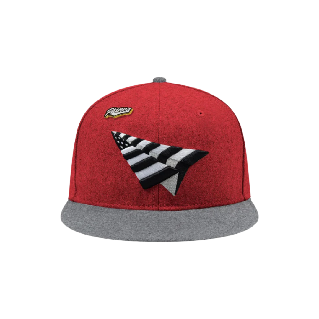 Paper Planes Wool Melton Two-Tone Crown 59FIFTY Hat - Crimson