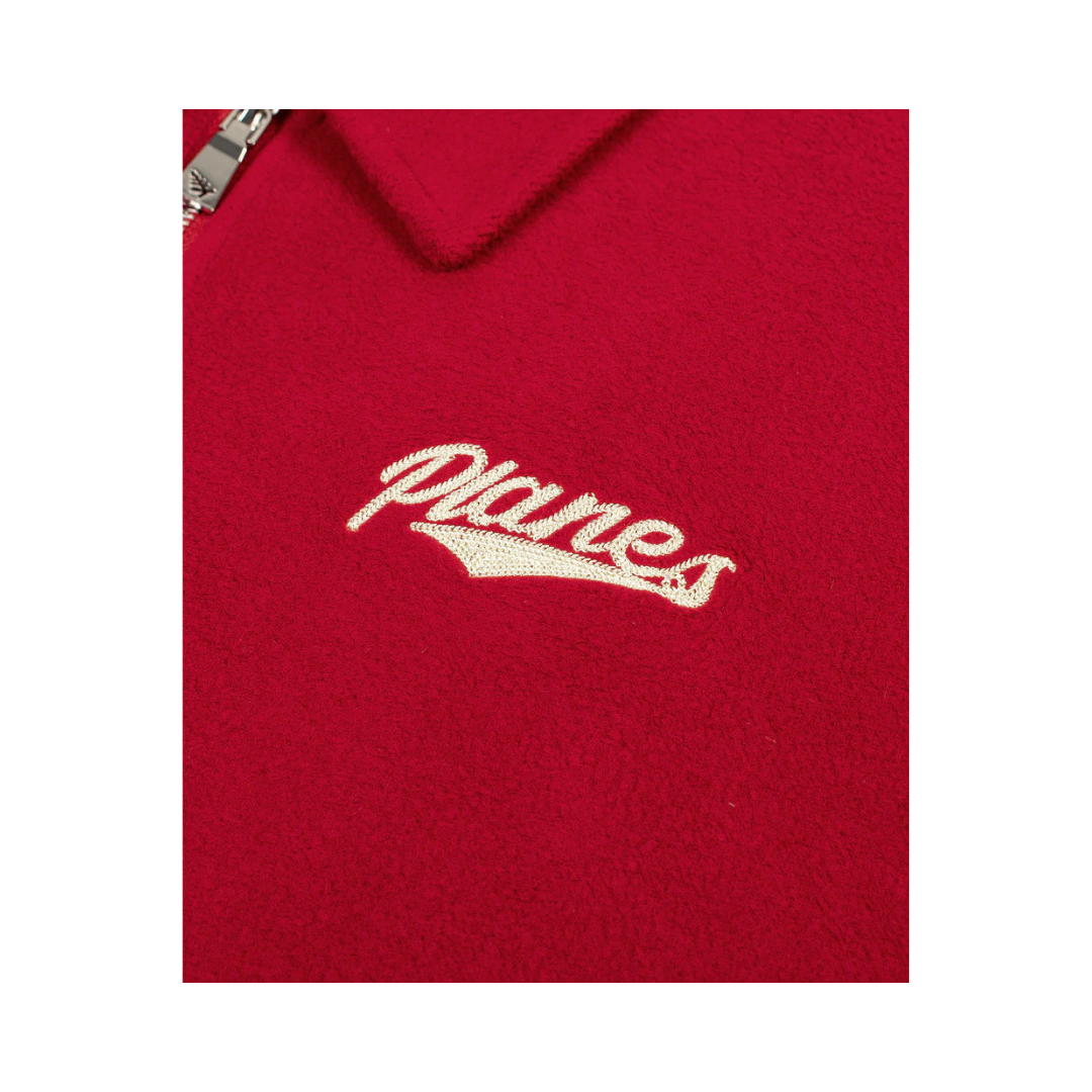 Paper Planes Reverse Fleece Half Zip Fleece - Red