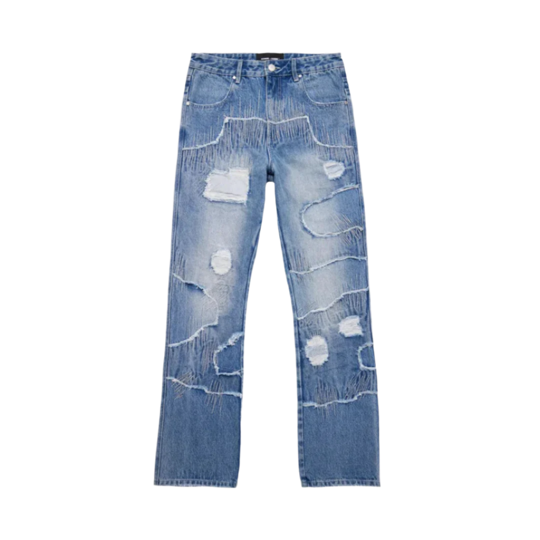 Homme Femme Decayed Denim - Jean Blue