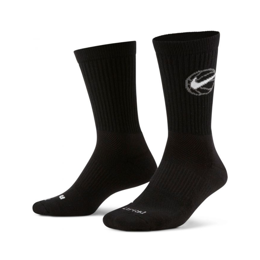 Nike Elite Everyday Crew 3 Pack Sock - Black/Grey