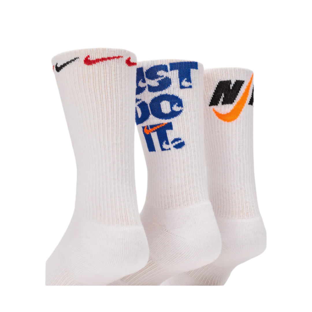 Nike Everyday Plus Cushioned Crew 3 Pack Sock - White/Multi