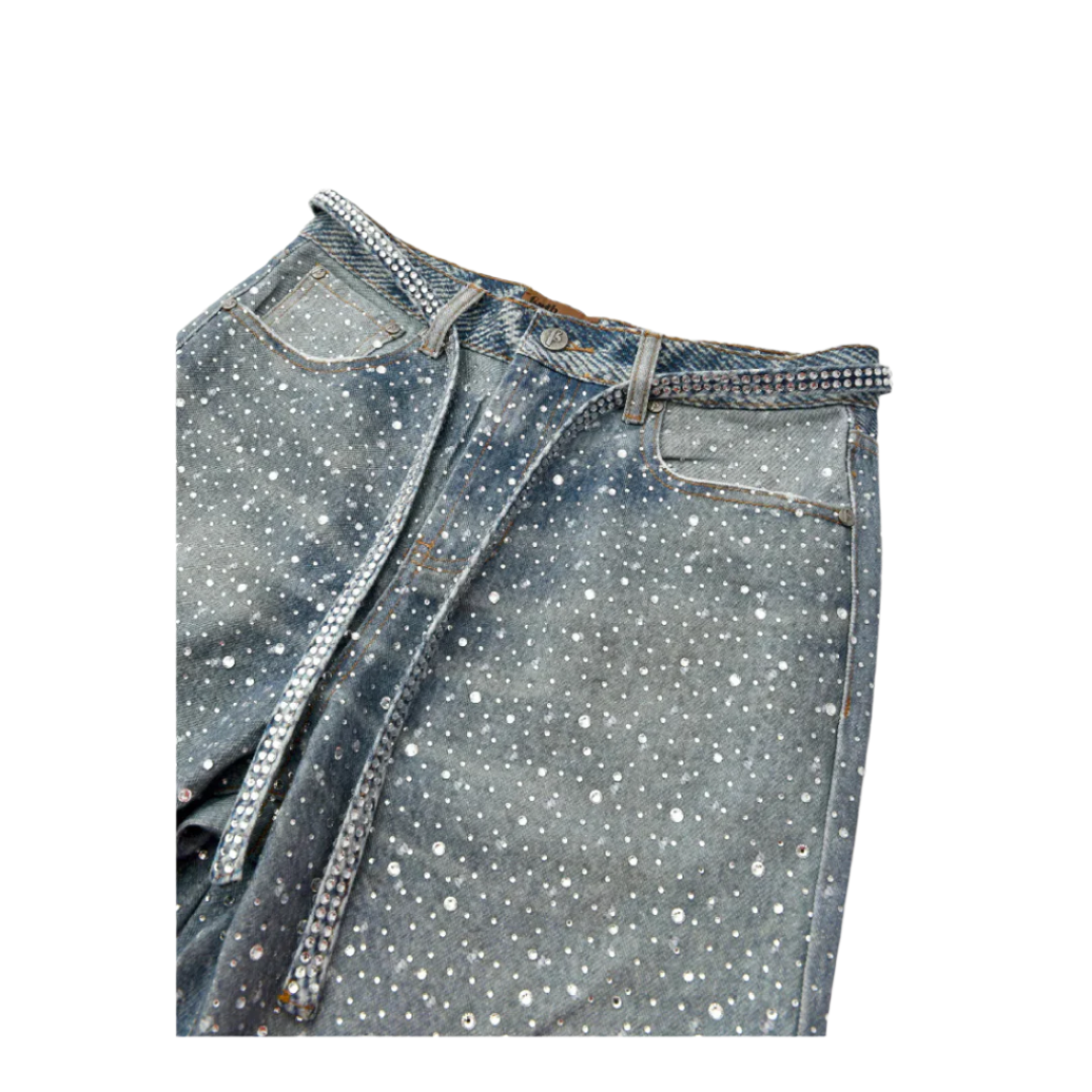 Birth Of Royal Child 3D Swarovski Boro Denim - Blue