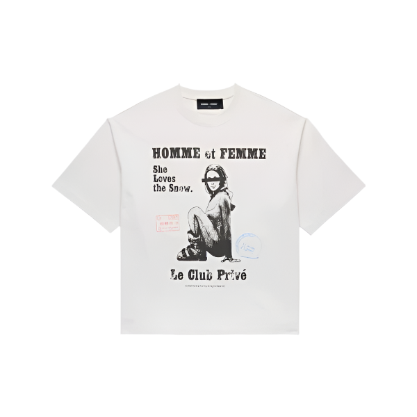 Homme Femme Snow Bunny Cropped T-Shirt - White