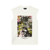 Purple The News Tank Top - Brilliant White