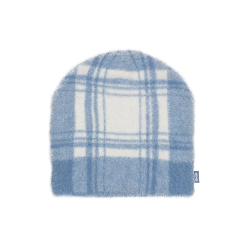 Sinclair Brushed Plaid Beanie - Light Blue