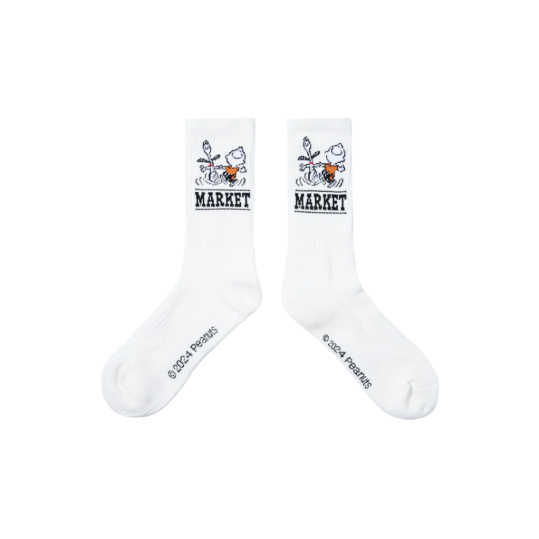 Market Peanuts Snoopy & Charlie Dance Socks - White