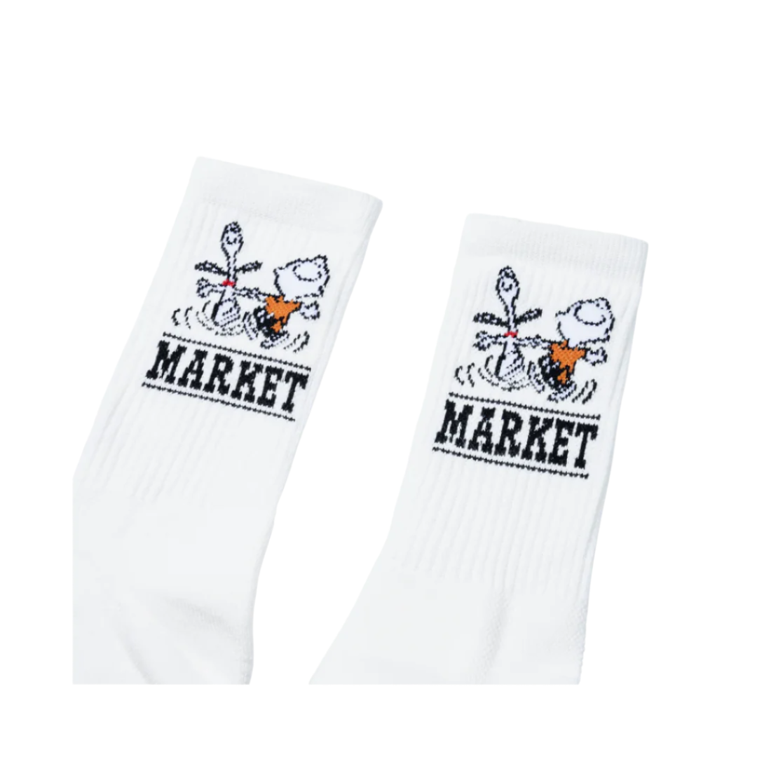 Market Peanuts Snoopy & Charlie Dance Socks - White