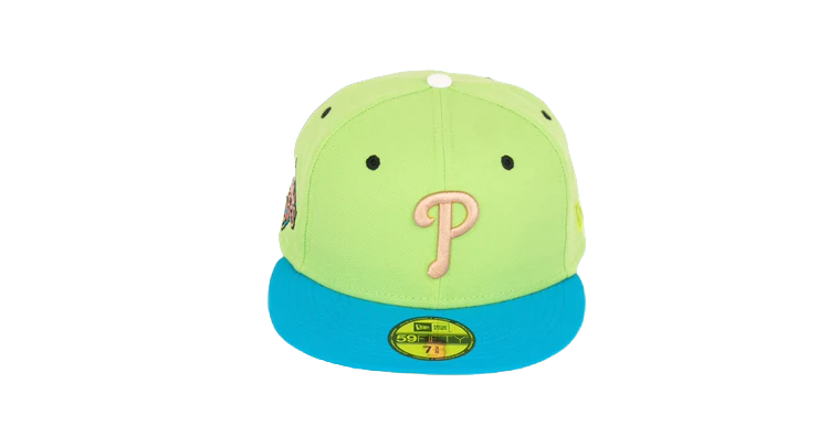 New Era 59Fifty Philadelphia Phillies 2008 World Series "Stone Age Pack" Fitted Hat - Lime Green