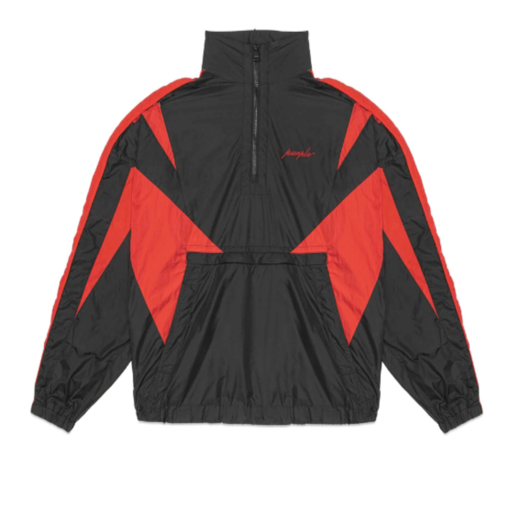 Purple Nylon Colour Blocked Jacket - Black/Red