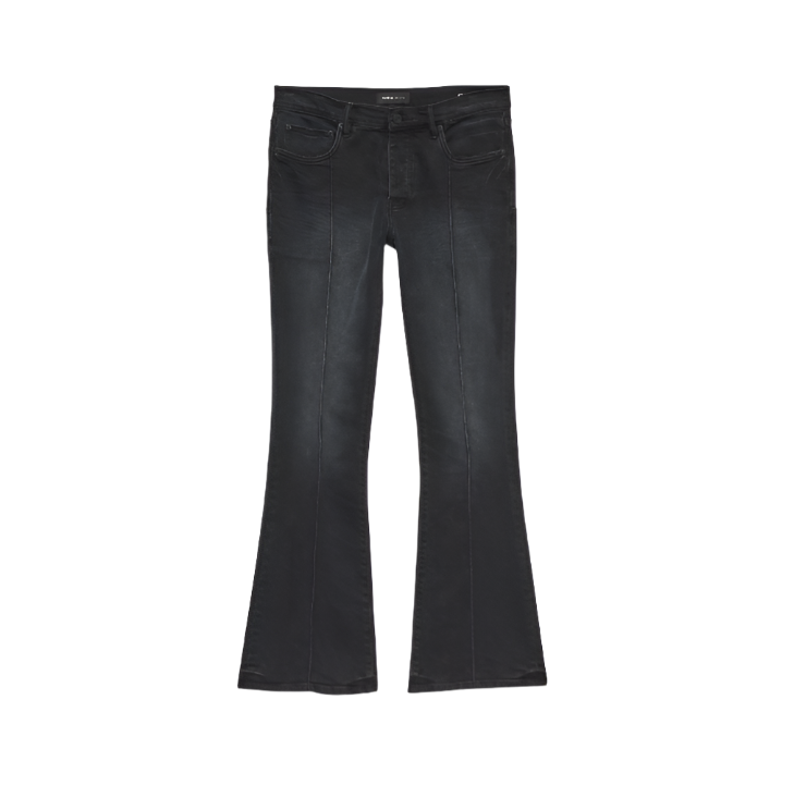 Purple Pintuck Overdyed Flare Denim - Black