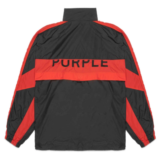 Purple Nylon Colour Blocked Jacket - Black/Red