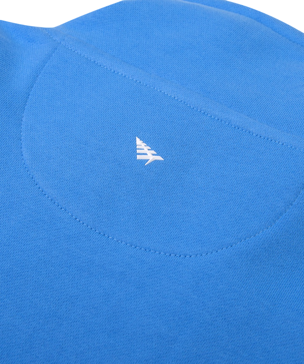 Paper Planes Open Hem Half Zip Sweatshirt - Azure Blue