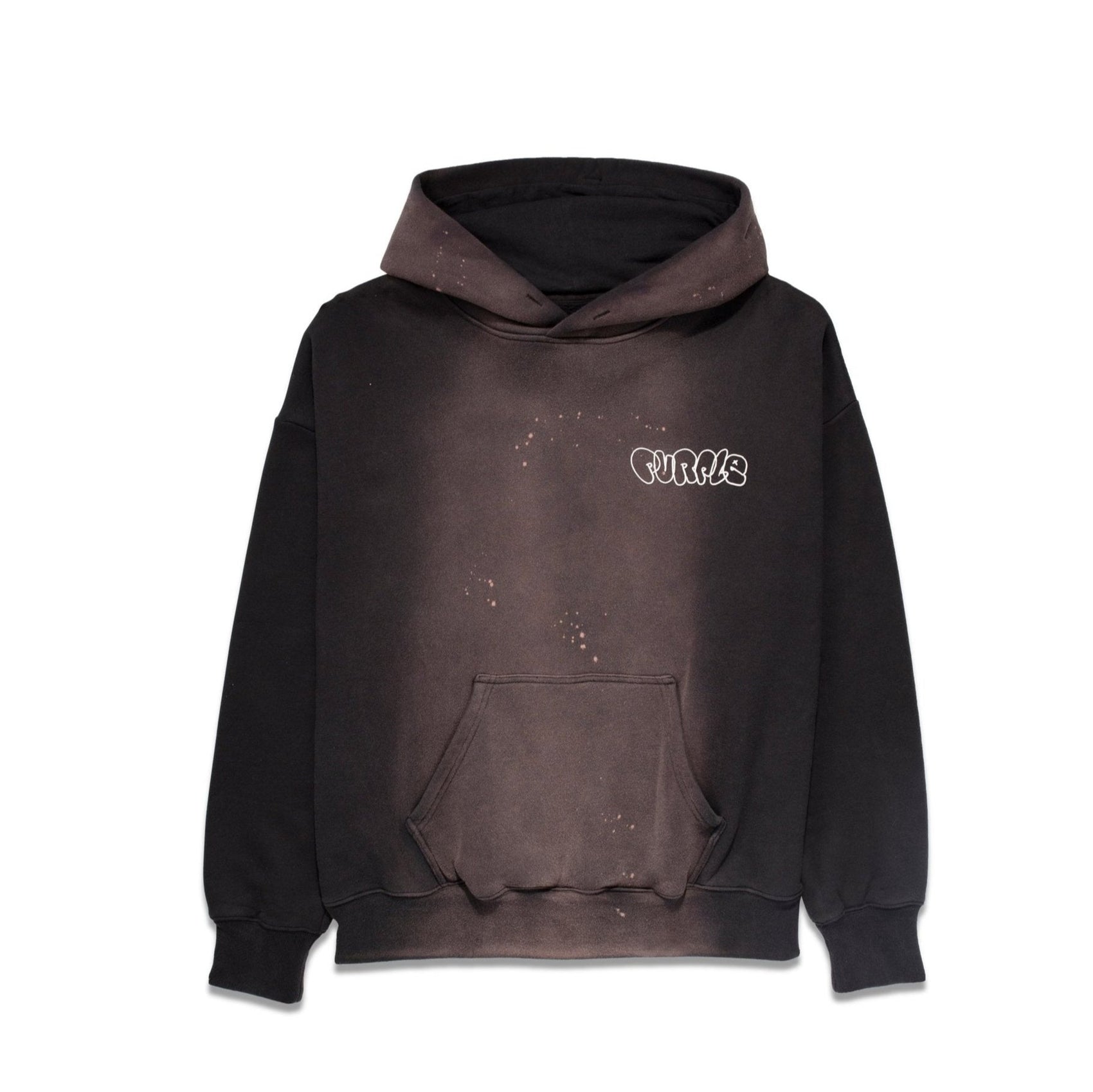 PURPLE STONED WASH FLEECE HOODIE | BLACK